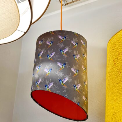 Slīpa cilindrveida griestu lampa ar 2 dažādiem audumiem, D 30 cm