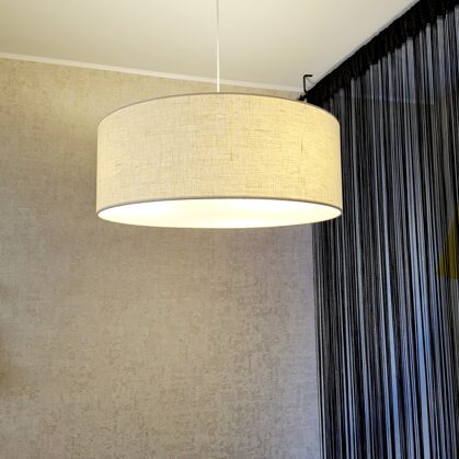 Klasiska apaļā griestu lampa ar noslēgtu apakšu, lampas abažūrs : D60H21cm