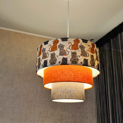 "Tortītes"formas griestu lampa bērnu istabai ar linu audumiem , izmēri : D40 D30 D20cm
