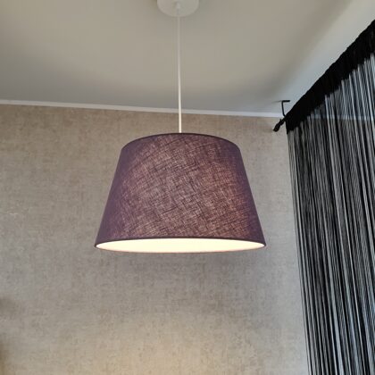 Griestu lampa ar konusa formas abažuru , ar izmēriem: D30 D40 H24cm, no linu auduma