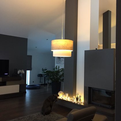 Griestu lampa viesistabai ar augstiem griestiem, D60 un D50cm