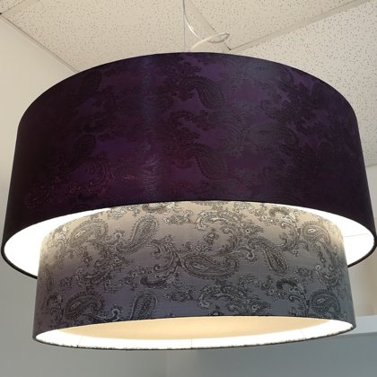 2-līmeņu griestu lampa guļamistabai,  D60 un D50cm un daļēji slēgtu apakšu