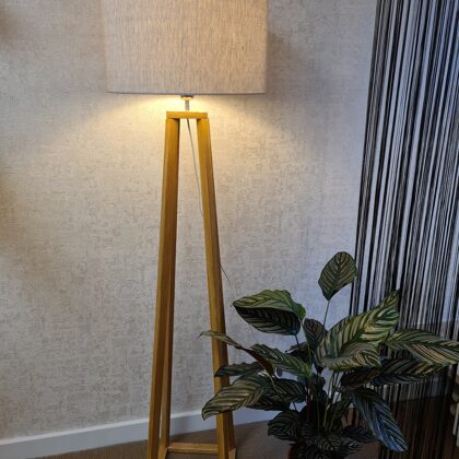 Ozolkoka stāvlampa ar pītā lina abažūru D45 H32cm