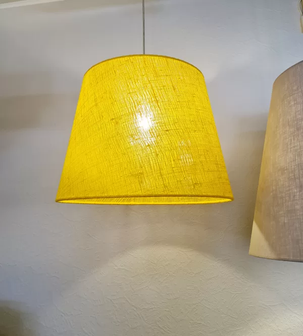 Griestu lampa ar caurspīdīgu plastikātu un rupjā lina auduma abažuru ar D35 D45 H35cm
