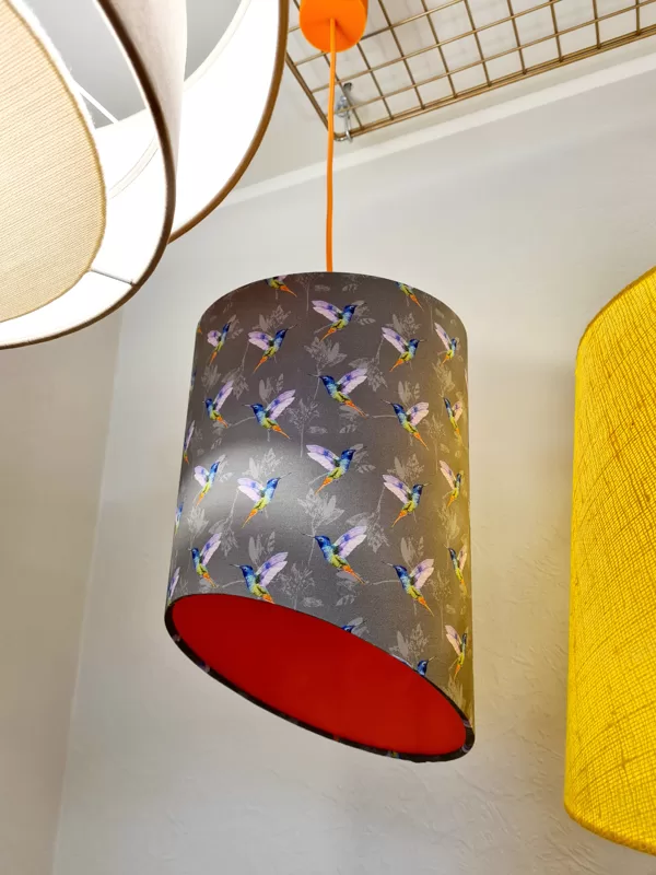 Slīpa cilindrveida griestu lampa ar 2 dažādiem audumiem, D 30 cm