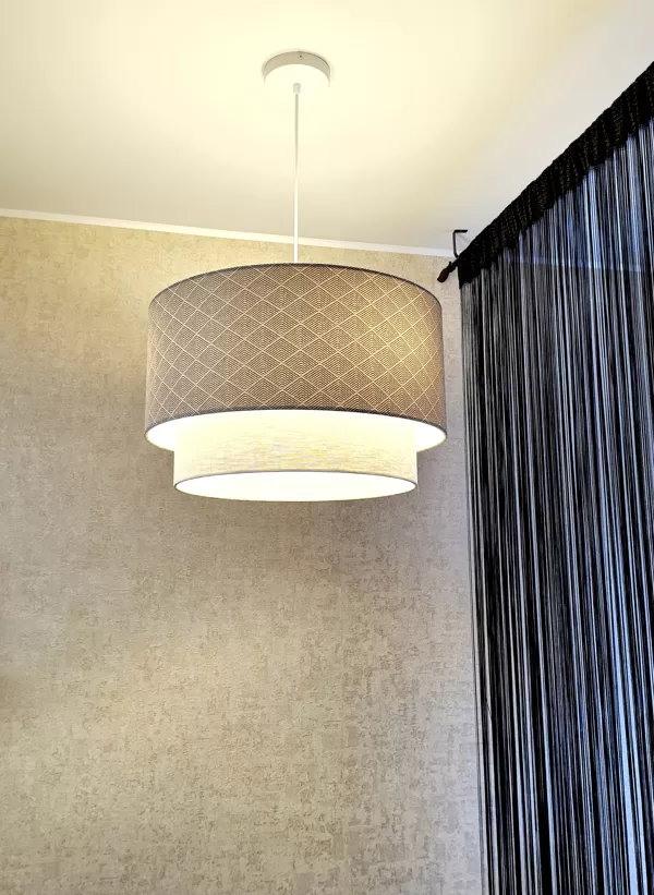 Taisnā 2-līmeņu "tortītes"formas lampa ar atvērtu apakšu un izmēriem : D50 D40cm