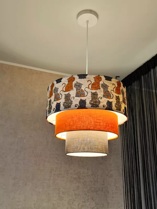 "Tortītes"formas griestu lampa bērnu istabai ar linu audumiem , izmēri : D40 D30 D20cm