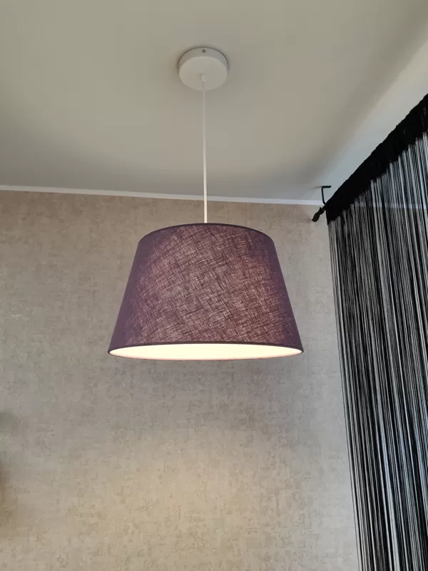 Griestu lampa ar konusa formas abažuru , ar izmēriem: D30 D40 H24cm, no linu auduma