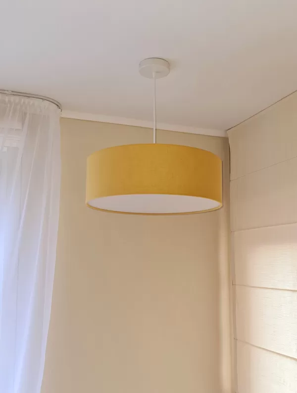 Apaļā linu auduma griestu lampa ar D50 cm , augstums 16 cm ar noslēgtu apakšu