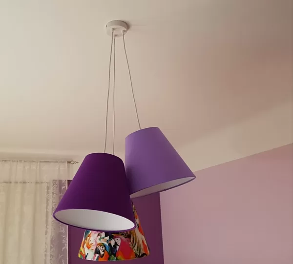 Kombinētā lampa ar 3 abažūriem D25, D15 H25 bērnistabai