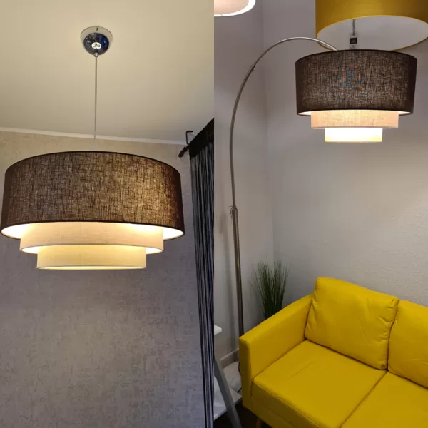 Taisnās "tortītes"modeļa lampu komplekts : stāvlampa un griestu lampa