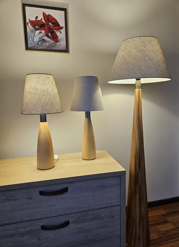 Lampu komplekts koks +linu audums